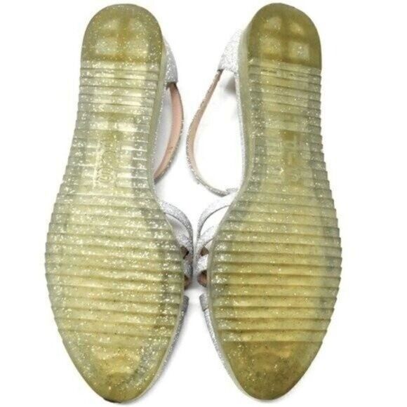 Sarah Jessica Parker womans silver glittery sandals 6 BoxE - Picture 6 of 8